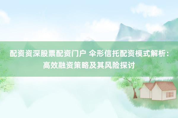 配资资深股票配资门户 伞形信托配资模式解析：高效融资策略及其风险探讨