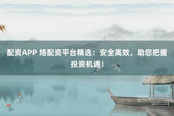 配资APP 络配资平台精选：安全高效，助您把握投资机遇！