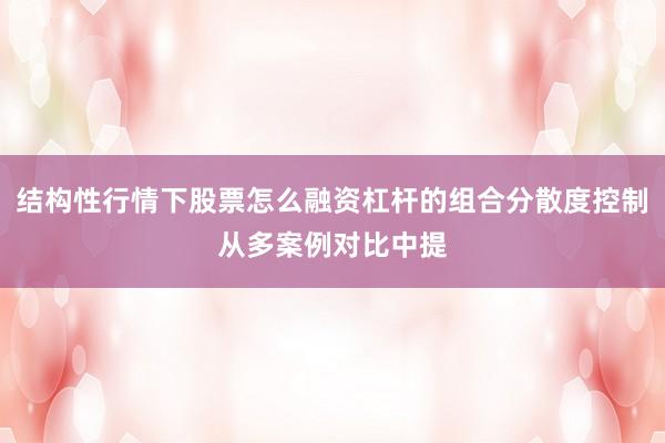 结构性行情下股票怎么融资杠杆的组合分散度控制从多案例对比中提