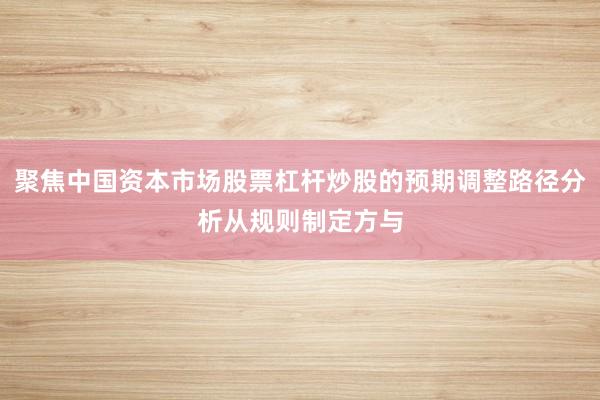 聚焦中国资本市场股票杠杆炒股的预期调整路径分析从规则制定方与