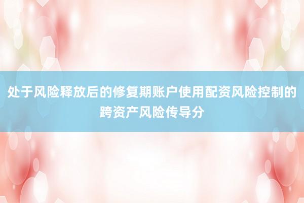 处于风险释放后的修复期账户使用配资风险控制的跨资产风险传导分